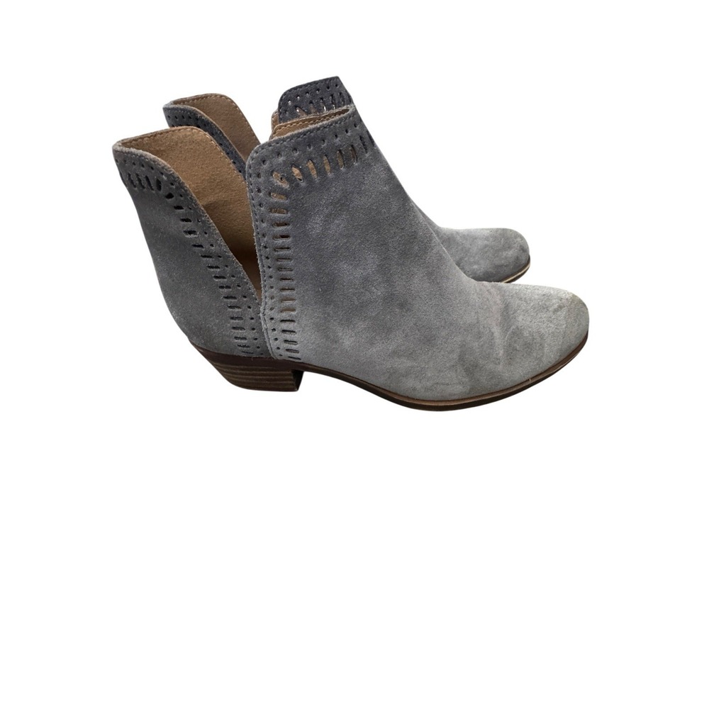 Lucky Brand Bustina Booties Womens 8 Gray Suede Leather Ankle Boots Cutout